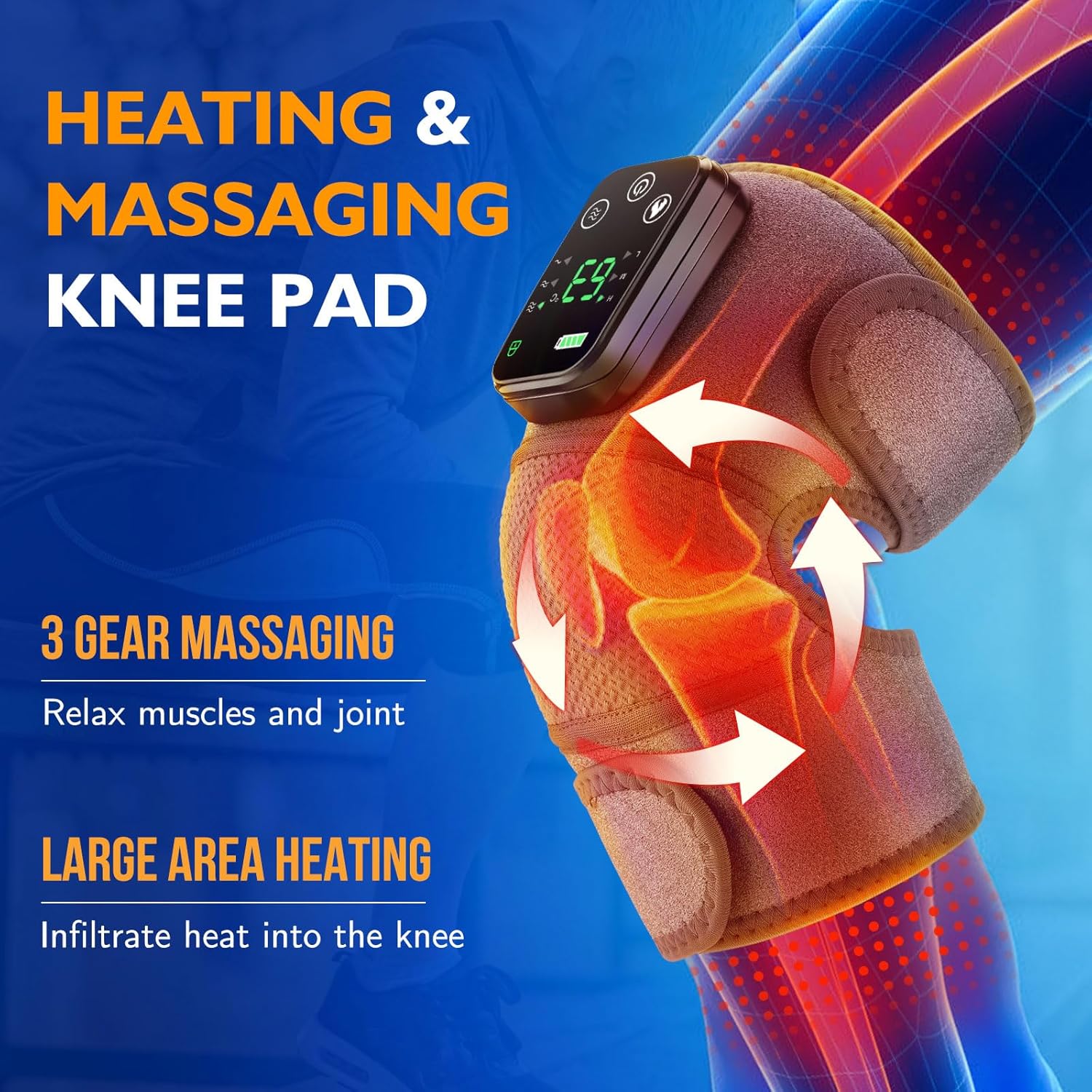 Portable Heated Vibration Massager – Joint Therapy Pad for Knee, Shoulder & Elbow